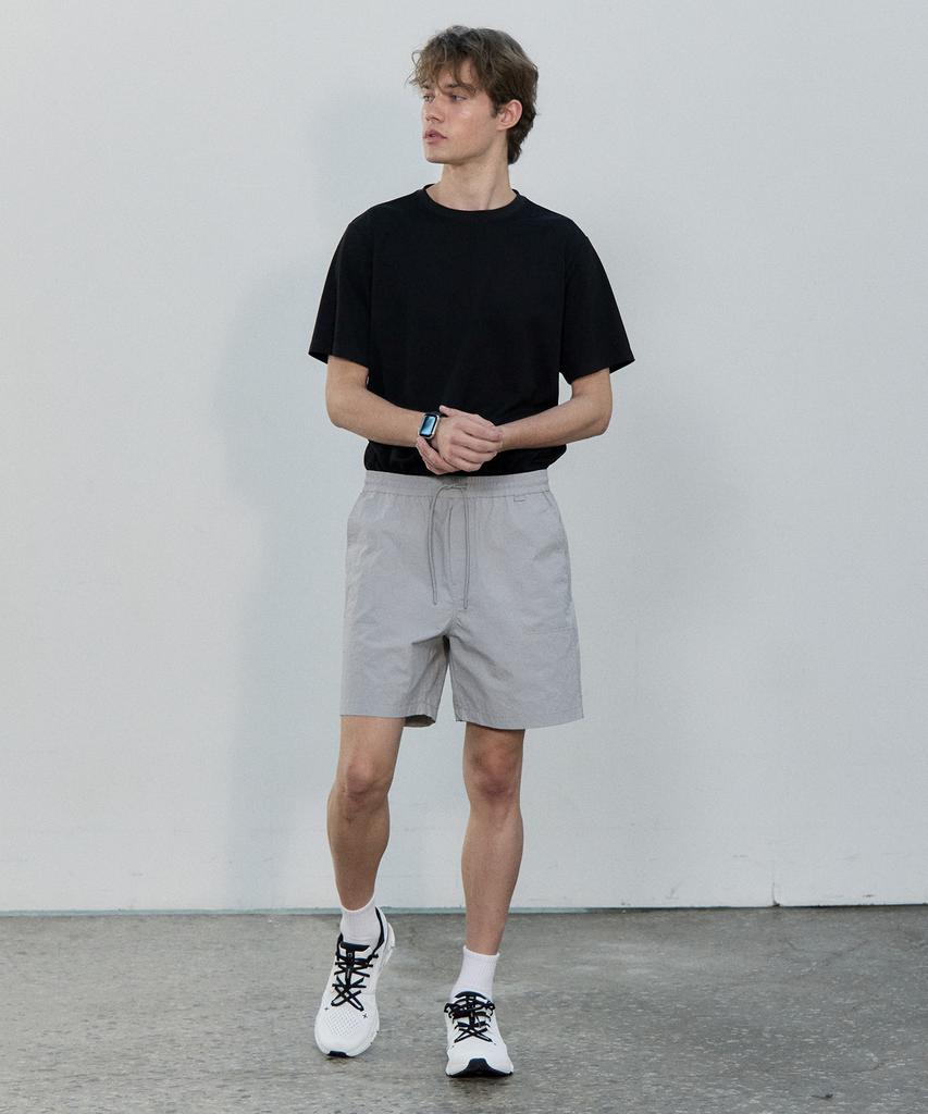 BASIC HOUSE Uni Nylon String Band Half Pants Light Grey Lzhp3103
