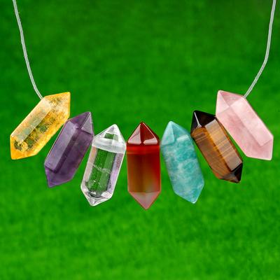 2Pcs Brincos Pingente Pedra Natural Coluna Hexagonal Pingente de Furo Único Para Fazer Jóias Brincos DIY Colar Acessório