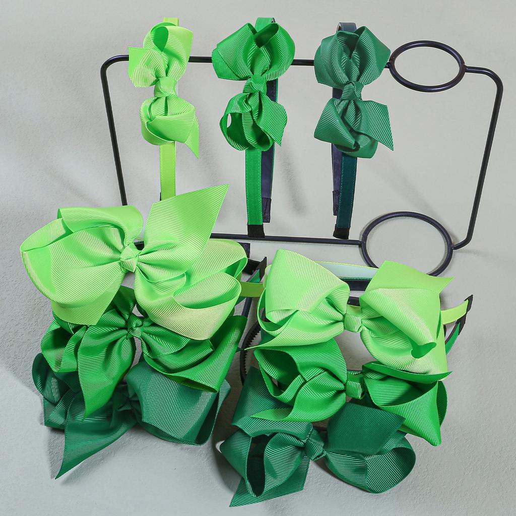 3pcs 3''4''5''Ribbon Hair Bows Headbands for Girls ST'patrick's Day Headband Green Colors Hairbands for Party Hair Accessories