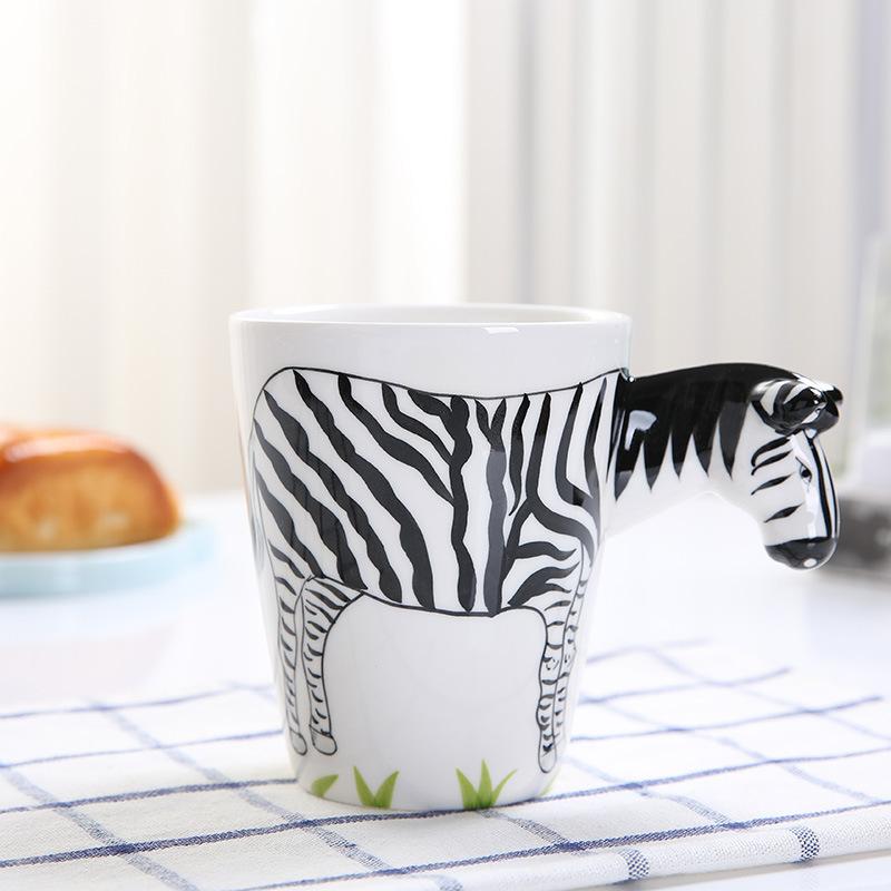 

3D трехмерная чашка для воды с изображением животных из мультфильма, термостойкая керамическая чашка для молока, кофе, чая, детская кружка для воды, домашняя кружка 401-500ml зебра