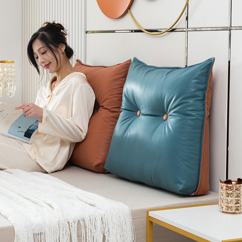 

Leather Technology Cloth Headboard Cushion Anti Fouling Backrest Cushion Soft Bag on The Bed Multi-purpose Cushion Tatami Pillow 60x60cm 1pcs