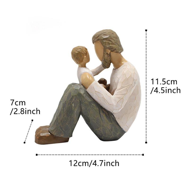 The Lifelike Appearance of the Father and Son Statues Is a Family Ornament Made of Sturdy Resin Material, Hand Drawn and Carved