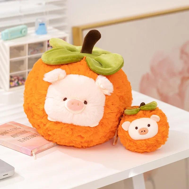 Funny Persimmon Pig Plush Toy Pig Doll Plushie Pillow Holiday Gift Kawaii Fruit Doll Birthday Gifts Room Decor