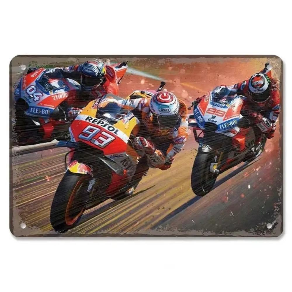 Vintage Metal Tin Signs Motor Sports Posters Decor Motorcycle Racing Retro Metal Plaque Wall Art Decor for Garage Bar
