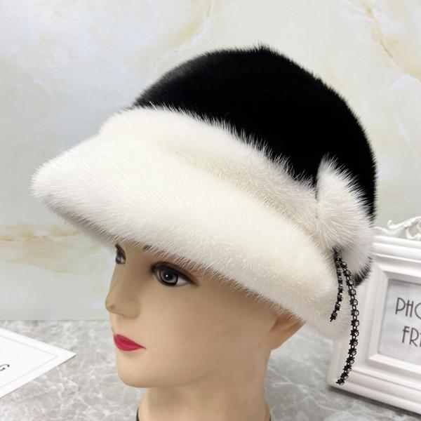 

Роскошная женская шапка из натурального меха, фетровая шляпа из натурального меха норки, стильные бриллиантовые шляпы-ведра с куполом, зимние теплые уличные лоскутные женские шапки head size 55-62cm