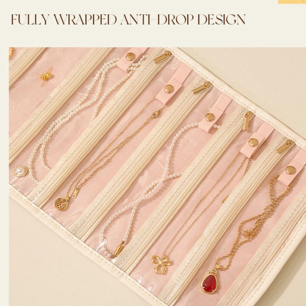 Foldable Travel Jewelry Storage Box Roll Style Jewelry Storage Bag  for Necklace Earrings