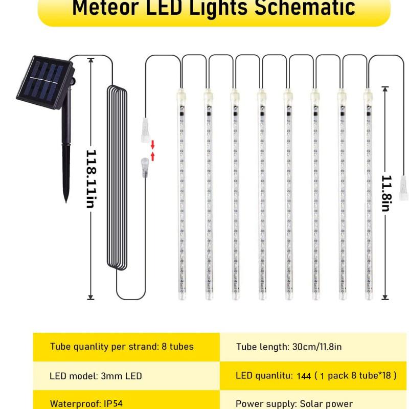 Solar Led Light Outdoor Meteor Shower Rain Lights Waterproof Garden Decor Outdoor Street Garland New Year Christmas Decoration