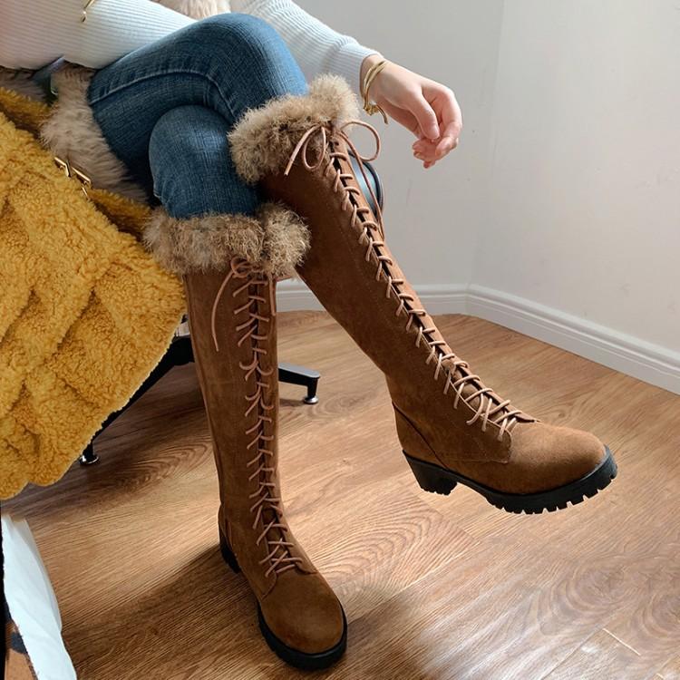 Large Size Women's Shoes - Medium Tube Brown European and American Short Boots Side Zipper Women's Boots Flat Boots