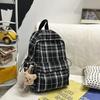 Schoolbag Schoolbag Junior High School Girls Japanese Ins Retro Plaid College Students Simple and Versatile Korean Version High School Backpack Women