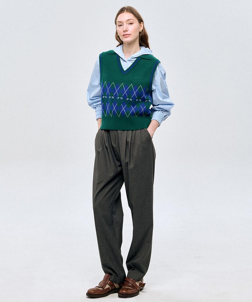 LESONNET Straight Wool Pants Grey