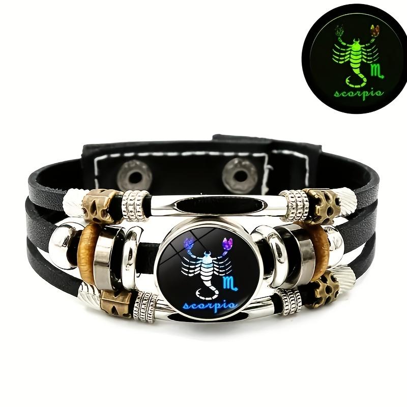 

Звездные созвездия, 1 шт. светящийся браслет из ПУ кожи с 12 созвездиями, крутой многослойный браслет из бусин для мужчин и женщин Scorpio