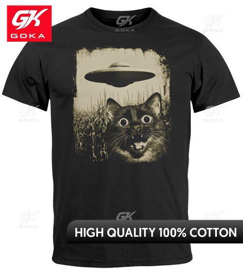 Unisexs TShirt UFO Cat Alien Print Print Print Shirt Graphic T Shirts Unisexs Clothing New in Tops Tees Cotton Women S