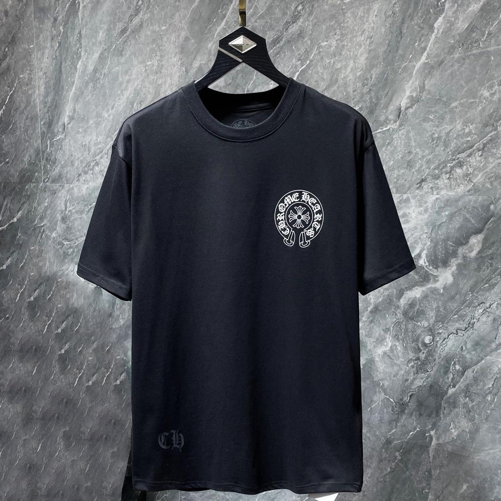 8702 CHROME HEARTS Summer New High Quality Cotton Round Neck Loose Large Size Men's and Women's T-shirt Couple T-shirt