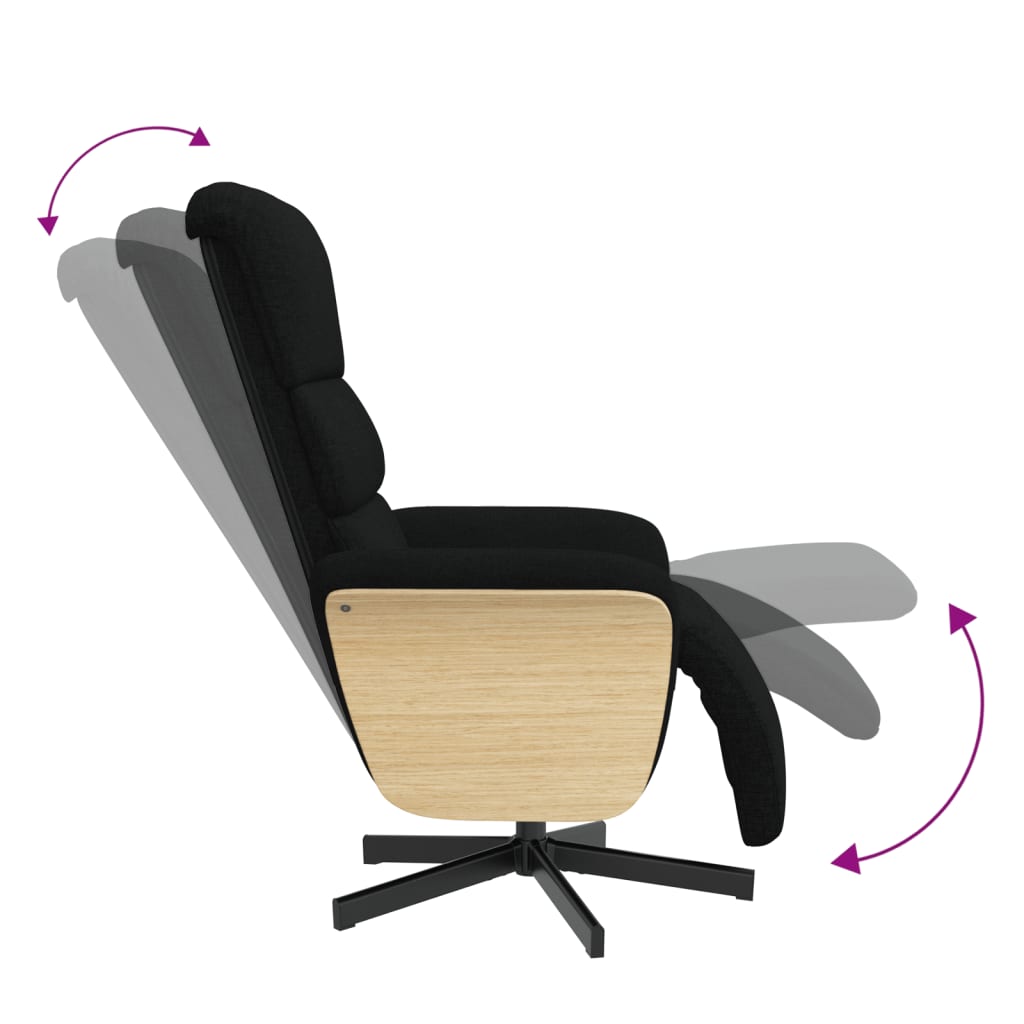 Reclining Armchair with Footrest Black Fabric