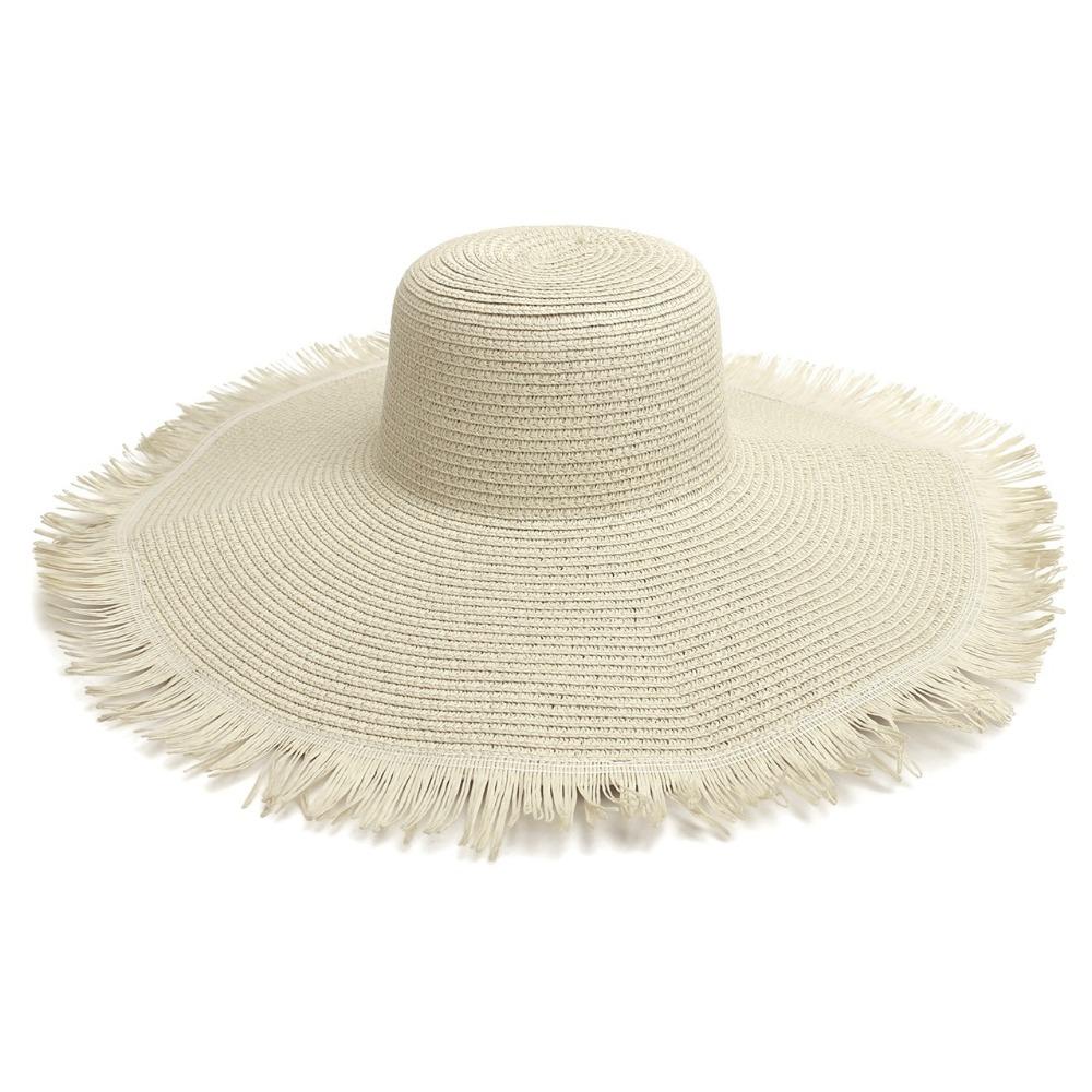Cappello da Sole Estivo Pieghevole a Tesa Larga da Viaggio per Spiaggia Cappello Floppy Casual in Paglia