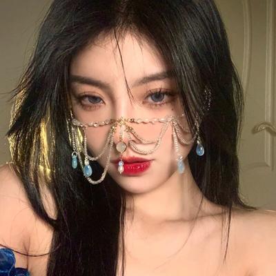 Forehead Dance Eyebrow Pendant Headdress Ancient Style Covers The Face Curtains Forehead Chain Water Drop Hair Ornament Head Chain Necklace