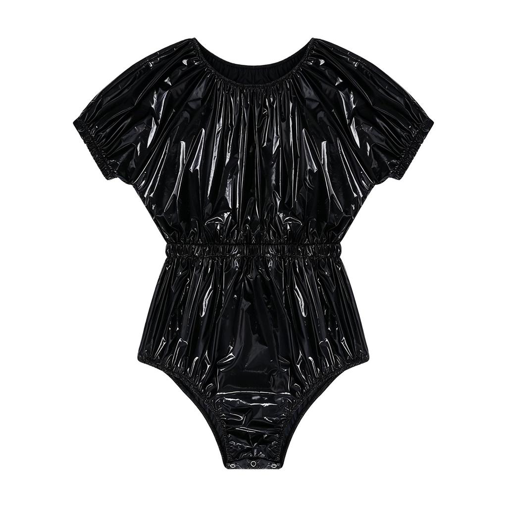 Mens Waterproof Diaper Cover Jumpsuit Buttoned Crotch Short Sleeve Leakproof Bodysuit Adaptive Swimwear