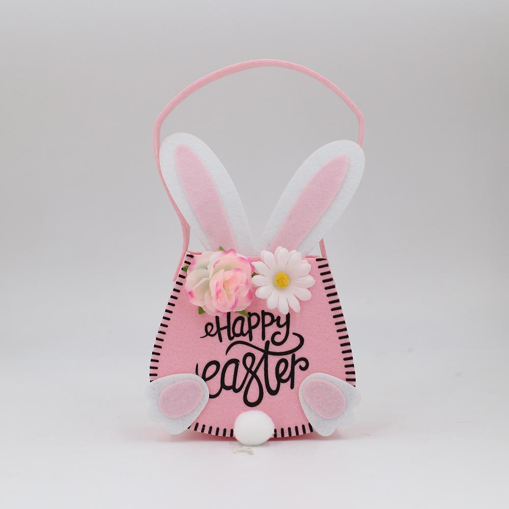 

Easter Tote Bag with Handle Reusable Easter Bunny Gift Bag New Happy Easter Handbag Basket Bunny Decorations Simple Storage Bag Other розовый