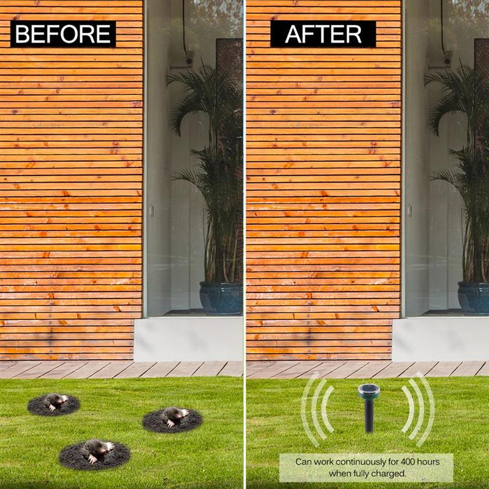 Outdoor Farm Garden Yard Mole Rat Repellent Solar Ultrasonic Spike Pest Deterrent Repeller