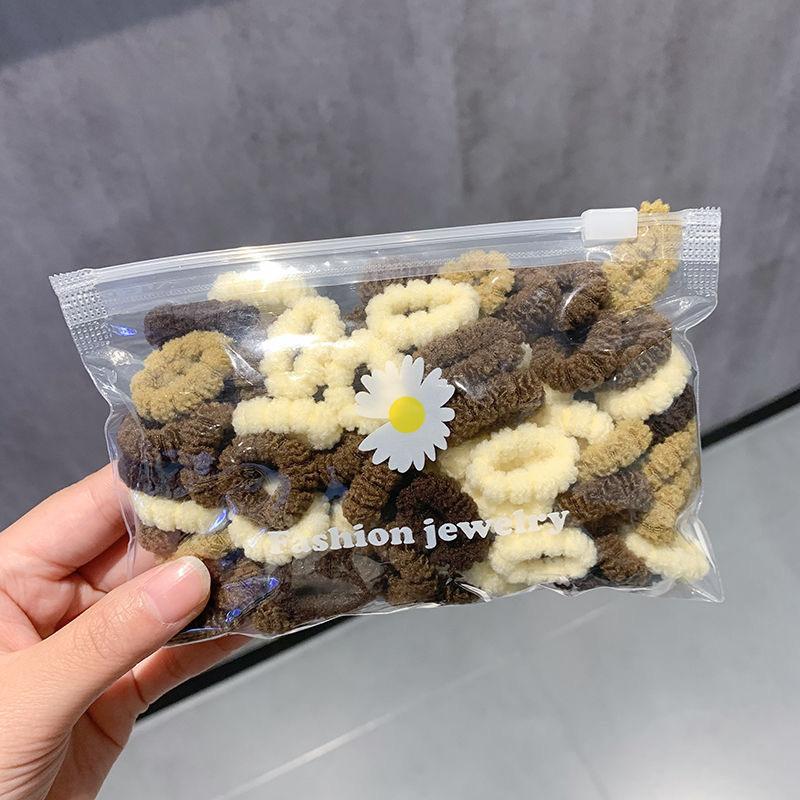 100PCS  Children's Candy Color Seamless High Elastic Headband Hair Loop Flower Small  Band High Hair Accessories.