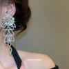 Silver Needle Diamond Flower Hollow Fringed Earrings Cold Wind Earrings Exaggerated Earrings