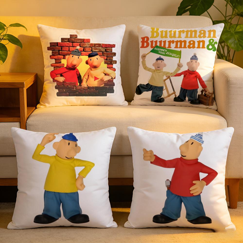 Cushion Cover Linen SkinFriendly Soft Decorative Case For Sofa Home Decor Kwaii Cartoon PPat MMat Anime Pillow Cover