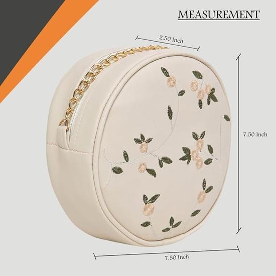 ADISA women girls round embroided sling bag (SL5080)