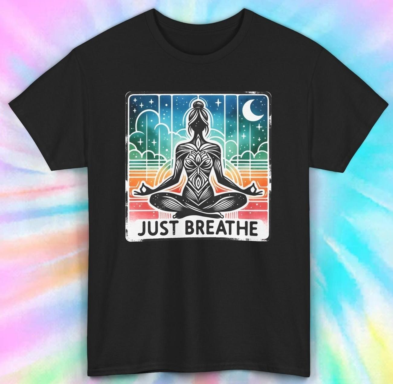 Just Breathe Shirt | Yoga Meditation Moon Graphic Tee S-5XL XXXXL