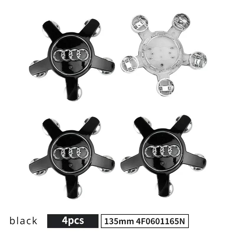 4 Stück 135mm Auto Fünf-Speichen Felgenmitte Nabendeckel 4F0601165N Zubehör für AUDI A4 B8 B6 B9 B7 A3 8P 8V 8L A6 C7 C6