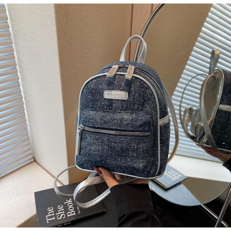 Retro Denim Backpack Large Capacity Women's Versatile Schoolbag Fresh Simple High Value Women's Backpack