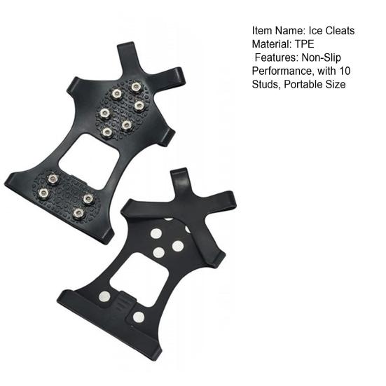 1 Pair Ice Cleats Shoes Crampons with 10 Steel Studs Men Women Winter Outdoor Walking Ice