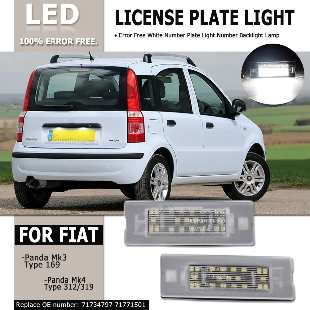 2pcs Canbus For FIAT Panda MK3 MK4 Typ 169 312 319 2003-2012 LED License Number Plate Light Lamp White 12v OEM#:71734797