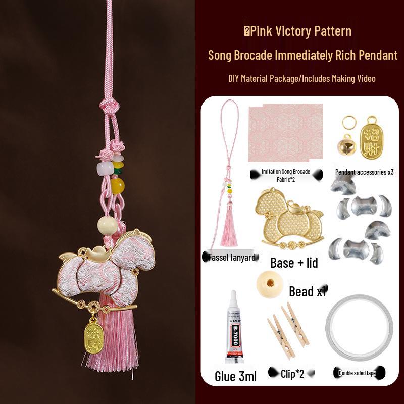 Authentic Song Brocade Handmade Car Pendant: Intangible Cultural Heritage Keychain & Gift Pack