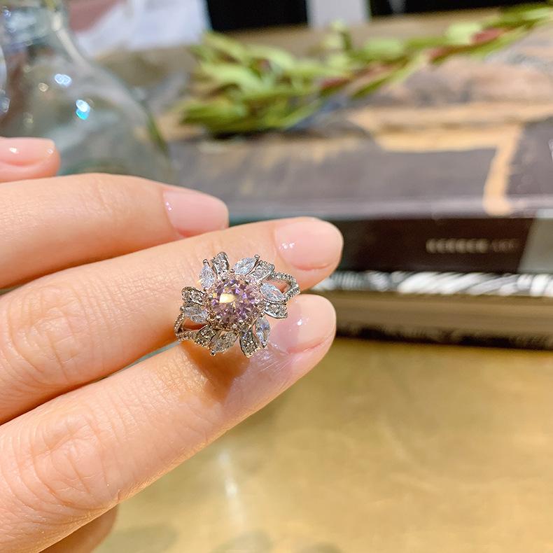 Cross Border Electroplating Separation Of Pink Rings Flower Necklaces Earrings Bridal Jewelry Set Combination