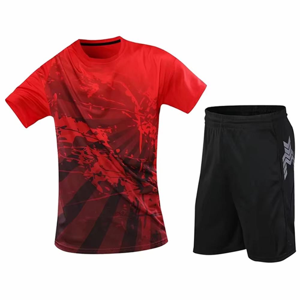 Set Estivo 3D Maglietta da Tennis, Maglietta da Badminton, Scollo a O, Moda Casual, Set di Pantaloncini, Set Maglietta da Tennistavolo da Uomo e Donna, Tuta da Tennistavolo