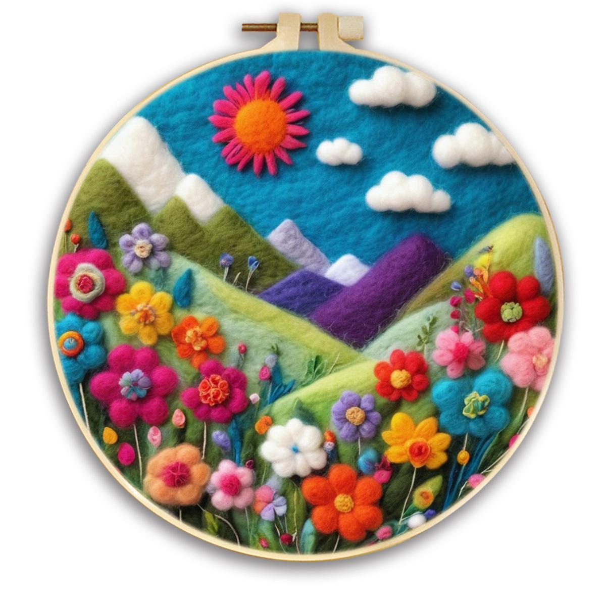 

1 шт. Набор для вышивания с узором «Океан и горы», картина из фетра, подарок «Сделай сам» 20cm