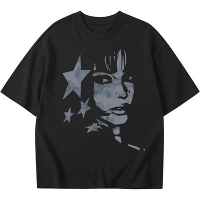 Oversized Graphic Tees for Women Y2k Streetwear Shirt Aesthetic Grunge Vintage Clothes Baggy Character Print Shirts