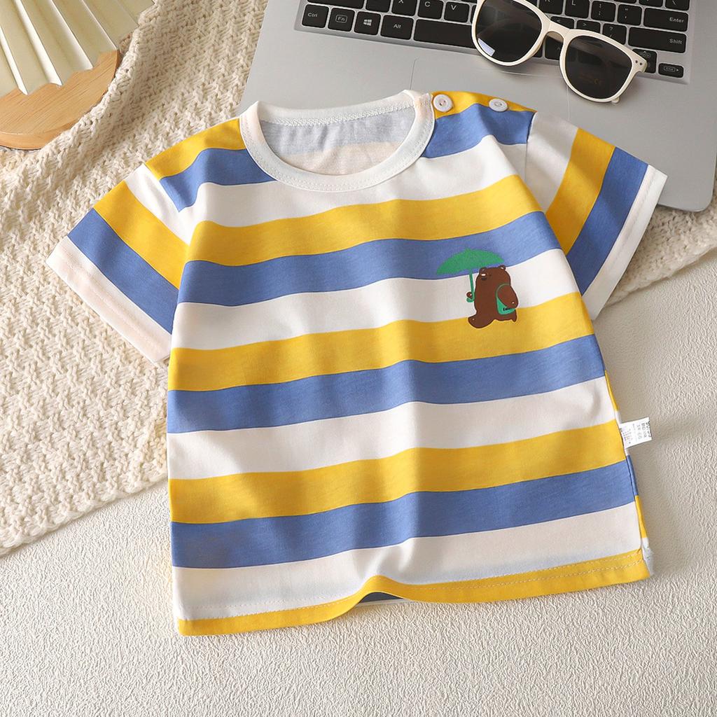 Kortärmad T-shirt för barn Bomull Sommar Babykläder Pojkars Tunn Stil Flickors Topp