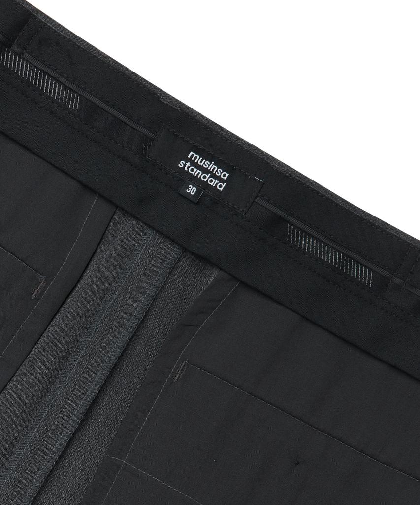 MUSINSA STANDARD Lightweight Relaxed Tapered Hidden Banding Crop Slacks [Medium Gray]