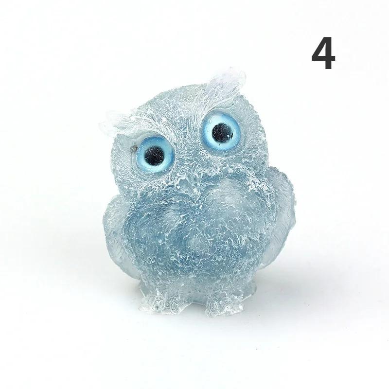 1PCS Crystal Stone Owl Animal Crafts Hand Made Small Figurines DIY Resin Table Decor Home Decor Girls Gifts
