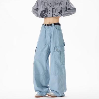 American Retro Big Pocket Drape Jeans Men's and Women's New Trendy Brand Loose Casual Wide-leg Tooling Pants