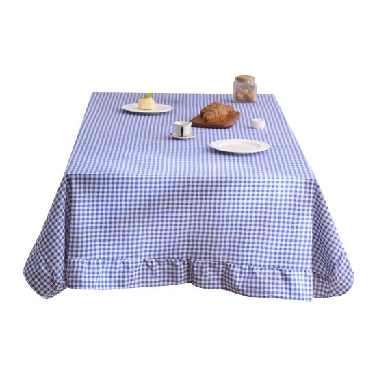 

Yousheng Retro Plaid Ruffle Tablecloth Cotton Linen Farmhouse Table Cover Rustic Machine Washable Tablecloth for Dining Room Garden Party Wedding 100x140cm синій