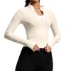 Women's Slim Fit Athletic Jacket Breathable Lightweight Full Zip Workout Running Fitness Sportswear Long Sleeve Activewear Top