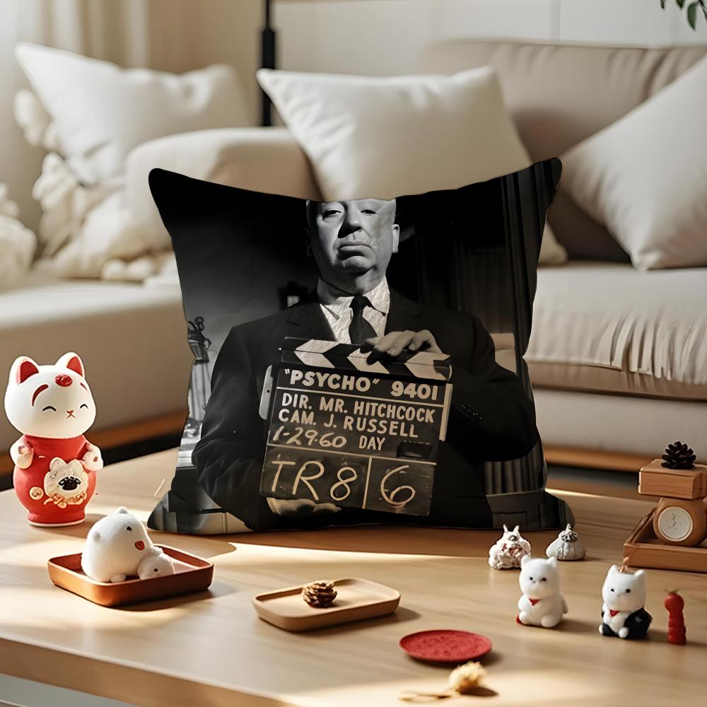 Alfred Hitchcock Cushion Cover Anti-dustmite Pillowcase Invisible Zipper Silky Short Plush Sofa Cushion Cover
