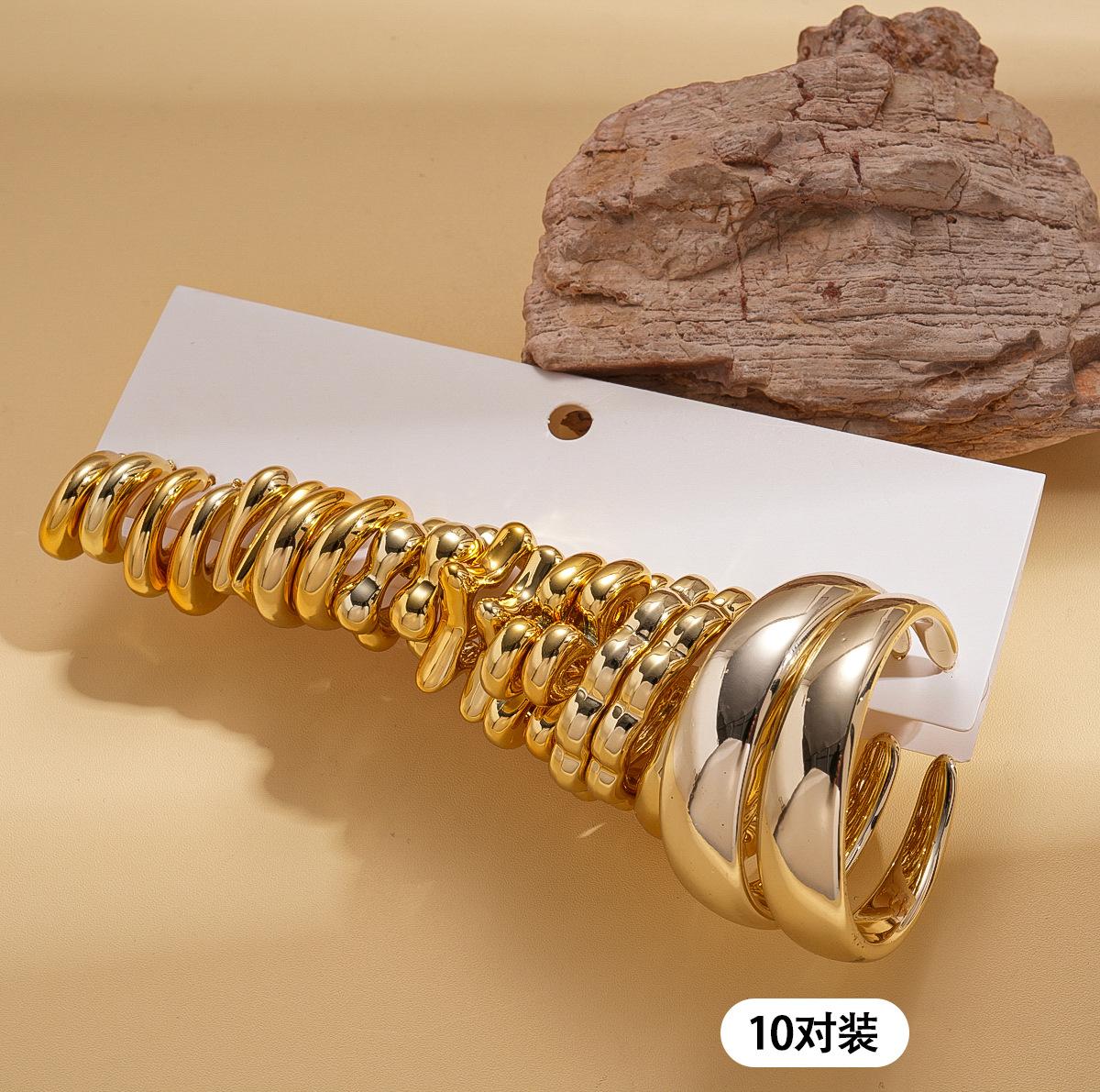 Twenty-piece set of flower star C-shaped steel needle stud earrings, geometric versatile and environmentally friendly earrings