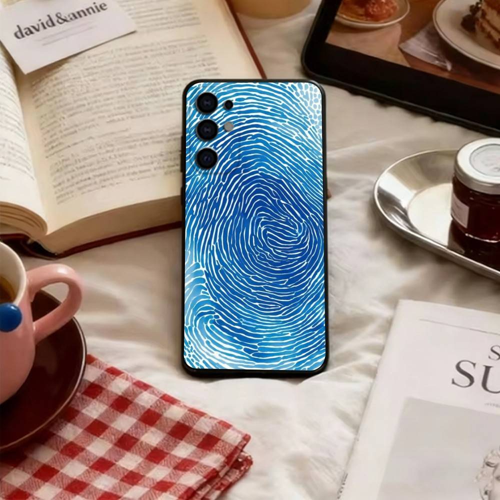Fingerprint pattern Phone Case Soft black For Samsung S25,S24,S21,S22,S23,S30,Ultra,S20,Plus,Fe,Lite