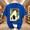 Black Cat Ufo Graphic Tshirts Japanese Cat Alien Graphic Tee Unisex Unisex Cotton Short Sleeve Printed Tshirts Streetwear Tops