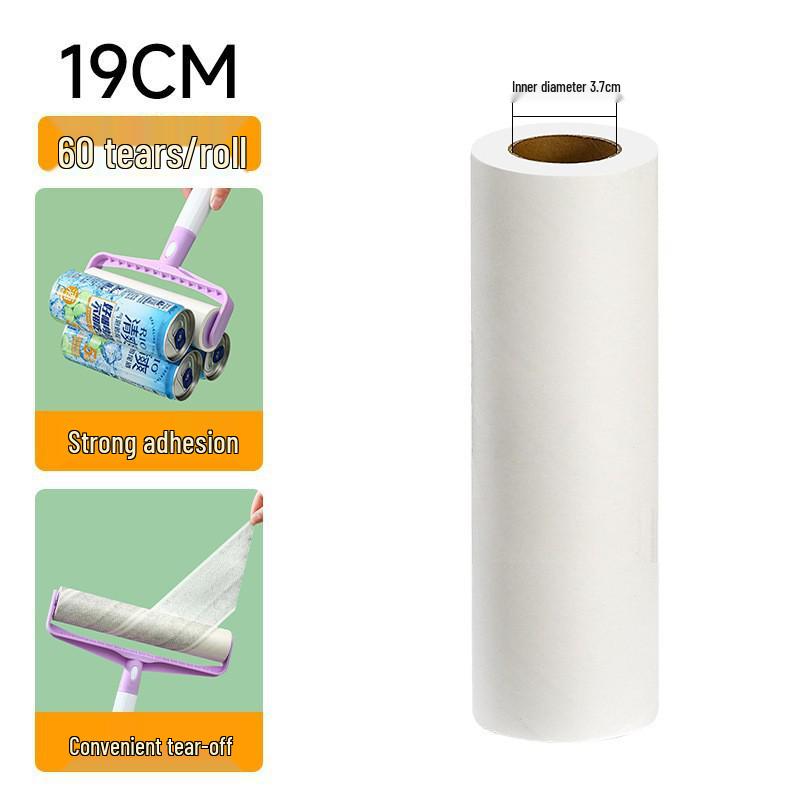 Long Handle Lint Roller with Large Sticky Brush for Bed, Floor, and Hair Cleanup - Tear-Off Paper Replacement Included.