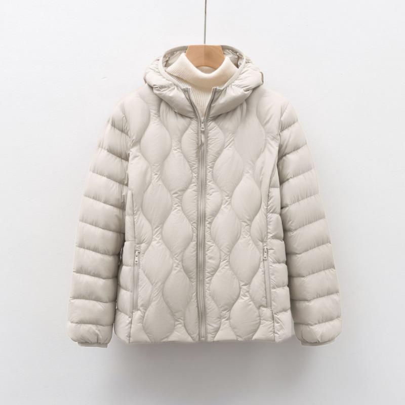 

90 fleece new national standard women s clothing autumn and winter new light down jacket wavy pattern women s hooded jacket S