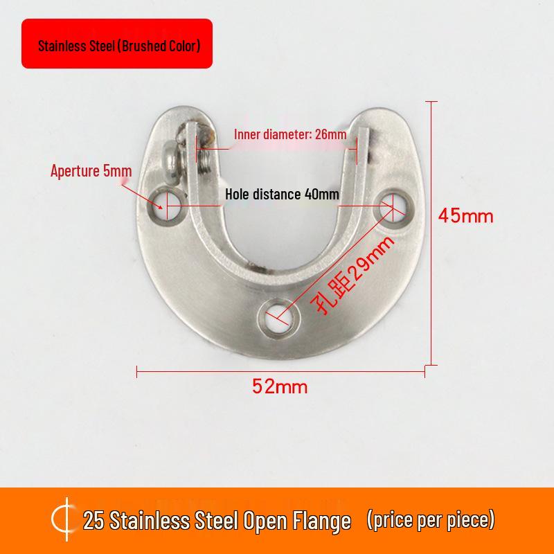 Ronggu Stainless Steel High Foot Flange Base for Clothes Rods, Towel Tubes, and Curtain Rods